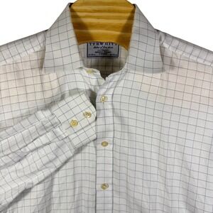 Charles Tyrwhitt Mens Dress Shirt 16 36 Blue Check Cotton Jermyn Street London